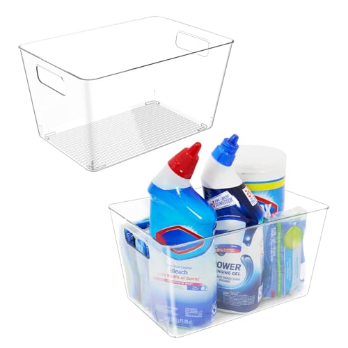 6 Pack Clear Plastic Storage Bins, 11" Large Pantry Organizer Bins with Handles, Plastic Containers for Refrigerator,BPA-Free Perfect for Kitchen,Fridge,Cabinet,Pantry(Cream) - color: 6 pcs