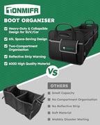 2-Compartment Trunk Organizer & Multi-Compartment Storage Box 600D Waterproof Oxford, with Reflective Strips and 8 Side Mesh Pockets for SUV, Sedan, Minivan- Heavy-Duty Car Organiser(65L) - size: 65l (Organizer Only)
