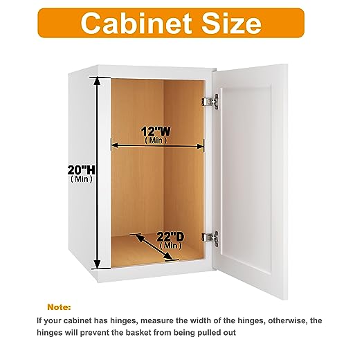 ROOMTEC Pull Out Cabinet Organizer, Under Sink Slide Out Storage Shelf with 2 Tier Sliding Wire Drawer, Sliding Storage for Inside Kitchen Cabinet- 11½ in. W x 21½ in. D (Right) - color: 11.5"W*21.5"D(Wood Handle-Right)