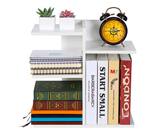PAG Wood Desktop Shelf Small Bookshelf Desk Supplies Organizers and Accessories Storage Display Rack Office Decor for Women, White - color: White, size: Style 5