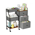 PandaEar Baby Diaper Caddy Organizer and Storage, 3-Tier Rolling Nursery Cart with Drawers & Dividers, Mobile Utility Storage Cart with Wheels for Baby Essentials, Bedroom, Changing Table, Darkgrey