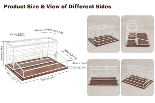 Hair Tool Organizer, Movable Hair Dryer Holder, Hair Styling Tools Storage for Vanity, Bath Counter Organizer, Bathroom Trays for Hair Toiletry, Makeup (12" x 7.7" x 5.8", Wood-White) - color: Wood-white, size: 12" x 7.7" x 5.8"