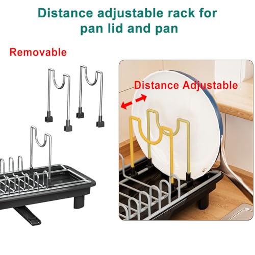 junyuan Compact Dish Drying Rack,Small Dish Rack for Kitchen Counter, Dish Drainer with 360° Rotatable Spout,Plate Rack, Dish Strainer with Cutlery Holder for Pots, Fork & Knives Space Saving - size: 1 Tier Countertop