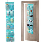 GOMAJI Over the Door Hanging Shoe Organizer, 12 Pockets, Turquoise - color: Turquoise