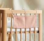 Cotton Baby Bedside Hanging Storage Bag,2 Pockets Organizer for Baby Cribs and Toys (Pink) - color: Pink