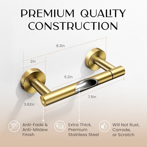 Day Moon™ - Toilet Paper Holder - Modern Roll Holder for Bathroom - 2 Pack - Wall Mount, Gold - color: Gold, size: Classic 2 Pack