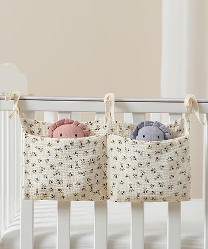 Baby Bedside Hanging Bags Storage Organizer Milk Bottle Toy Crib Baby Nappy-Bag Bed-Bunk Organizing Bag - color: Flower01