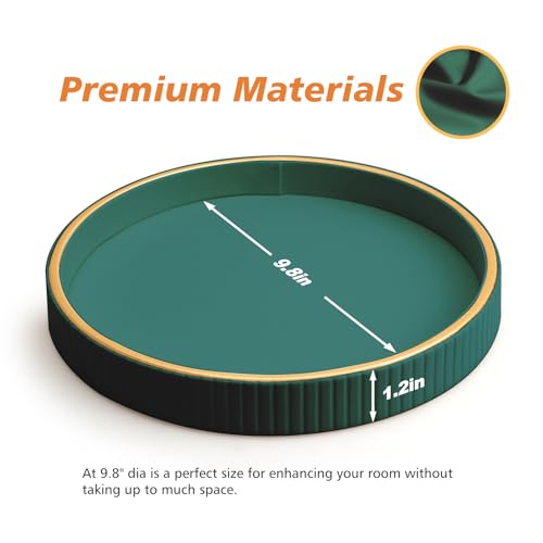 SANZIE Leather Tray Desktop Storage Organizer Premium Serving Tray Decorative Tray Valet Tray for Sundries Cosmetics Keys Phone Wallet Cutlery (Green Disc) - color: Green Disc