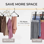 MORALVE Pants Hangers Space Saving - 2 Pack - Non-Slip Multi-Layer Space Saving Hangers - Multifunctional Clothing Rack for Closet Storage - Ideal for Jeans, Trousers, Skirts, Scarves & Slacks (Black) - size: 2 Pack