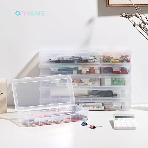9 Pack Medium Plastic Hobby Art Craft Organizer,Clear Plastic Storage Containers with Latching Lid, for Pencil Box, Lego, Crayon - size: Medium - 9 Pack