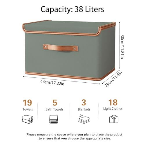 Tuza 2 Pack Storage Bins with Lids, Collapsible Closet Organizer Container, Fabric Organizer Box with Handles, Decorative Storage Boxes with Lids for Organizing Clothes, Blanket, Grey, Large - color: Grey, size: 2 Pack - Large
