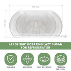 NOSTA Home Rotating Lazy Susan for Refrigerator - Square Lazy Susan - Refrigerator Lazy Susan Organizer - Rotating Fridge Organizer - Large (16.5x11) - size: Large (16.5in x 11in)