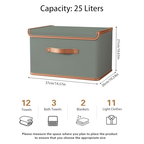 Tuza 2 Pack Storage Bins with Lids, Collapsible Closet Organizer Container, Fabric Organizer Box with Handles, Decorative Storage Boxes with Lids for Organizing Clothes, Blanket, Grey, Medium - color: Grey, size: 2 Pack - Medium