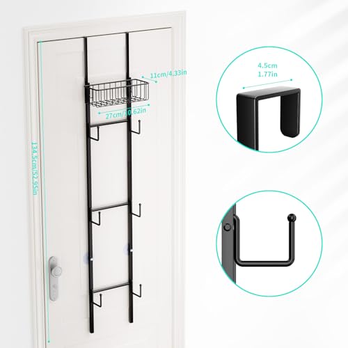 HapiRm Over Door Hat Rack - Wall Mounted Hat Organizer with 6 Hooks and Metal Basket Design, Baseball Cap Organizer Storage Holder Up to 32 Caps for Door, Bedroom, Closet (Black) - color: Black, size: 1 Pack