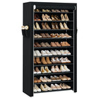 CASAMAYA Shoe Rack with Covers, 10 Tiers Tall Shoe Rack Organizer, Large Capacity Shoe Shelf Storage, Hold 40 Pairs of Shoes, Vertical Shoe Storage Organizer for Closet, Entryway, Black, SRT104B01 - size: 30.1"W - 10 Tier