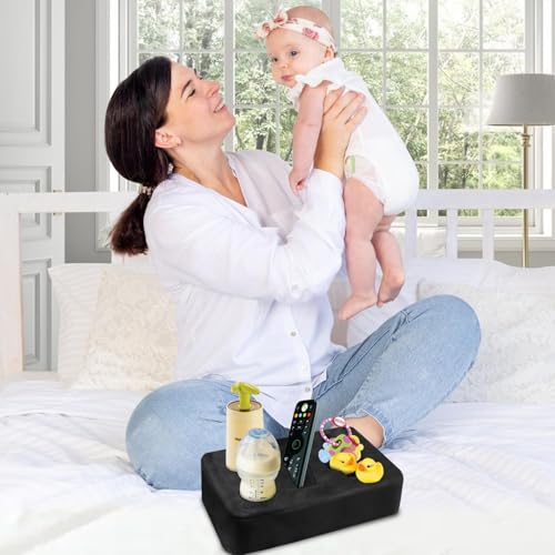 4 Hole Couch Cup Holder Tray, Cup Holder for Bed Suitable for Cup Holders on Sofas, beds, Camping, RVs, Cars, and Beaches.Black - color: Black, size: 12.2" x 9.4" x 3.1"