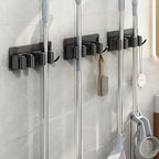 Broom Holder Wall Mount No Drill,Broom and Mop Organizer Wall Hanging Heavy Duty with Hooks Hanger, Self Adhesive Stainless Steel Broom Organizer for Bathroom, Kitchen, Laundry Room Storage (6Pcs)