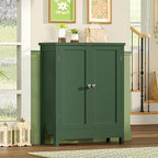 Iwell Bathroom Cabinet, Bathroom Storage Cabinet with 2 Doors & 3 Shelves, 3 Heights Available, for Living Room, Entryway, Home Office, Green - color: Green