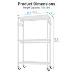 VIPEK R2 Medium Heavy Duty Clothes Rack Rolling Clothing Rack Adjustable Metal Wire Shelving Portable Closets with Double Hanging Rods, Side Hooks, Freestanding Closet Racks Wardrobe, White - color: White, size: R2 Medium