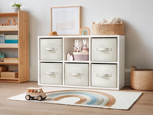 LayerSpace 4 Pack Foldable Fabric Closet Storage Bins, 11Inch Organizer Cubes with Handles, Linen Storage Boxes for Clothes, Toys, Books and Home Organization, White& Ivory - color: White & Ivory, size: 4pcs-11"x11"x11"