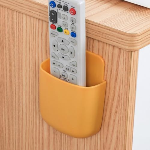 1Pcs Multi-Purpose Adhesive Wall Mounted Storage Box No-Drill Plastic Organizer for Remote Control Phone and Small Items Compact Space Saving Design(Orange) - color: Yellow