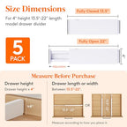 Lifewit 5 Pack 4" High Drawer Dividers 34-56cm/13.5-22" Adjustable Drawer Organizer for Clothes/Utensils, Expandable Drawer Separator in Dresser/Kitchen/Bedroom/Office Organization & Storage White - size: 4"H, 13.5-22"L