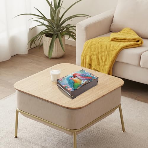 antor DIY Diamond Painting Wooden Storage Box, Parrots Special Shaped Rhinestone Art Flip Cover Organizer, Handmade Desktop Diamond Art Storage Box Decorations Gift for Adults - color: Parrot