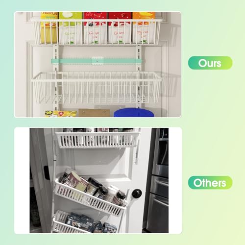 Mefirt White 9-Tier Over The Door Pantry Organizer, Pantry Organization and Storage, Deep Baskets Hanging Heavy-Duty Metal, Wall Spice Rack Seasoning Shelves for Home & Kitchen, Laundry Room Bathroom - color: White, size: 9-Tier (16.54"W)
