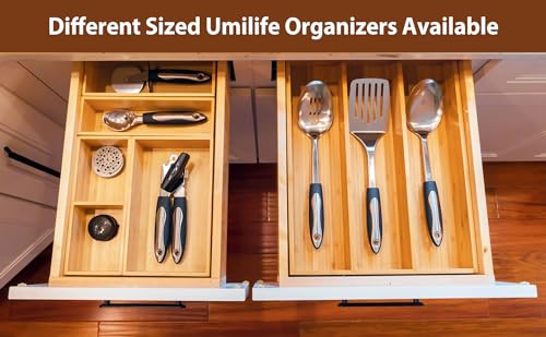 Umilife Drawer Organizer Storage Boxes, 2.5" High Bamboo Drawer Dividers, 3 Rearrangeable Bins for Kitchen, Office Desktop, Clothing, Makeup, vanity, Jewelry - size: 12 x 10 x 2.5" (3 Boxes)