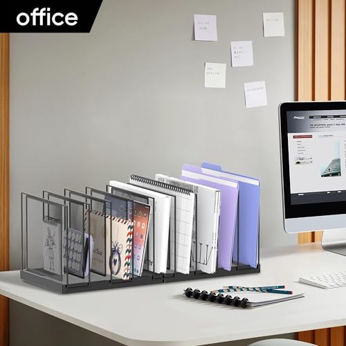 9-Section Desk File Organizer, Vertical File Holder, Mesh Desktop File Folder Metal File Organizer Stand for Office Home Classroom, Black, 2 Pack - color: Black, size: 2 Pack 9-Section