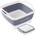 Collapsible Dish Basin & Sink Tub with Drain Plug – 2.4 Gal Baby Bottle Wash Basin, Bottle Washing Bin for RV, Camping, Kitchen | Collapsible Water & Bottle Basin (Grey) - color: Grey 1