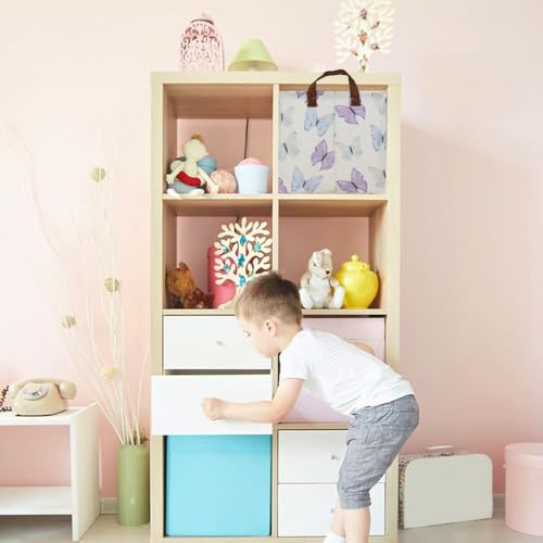 Rectangle Storage Basket with Handles, Collapsible Storage Bin, Books Box,Gift Basket(Blue & Purple Butterfly) - color: Blue & Purple Butterfly