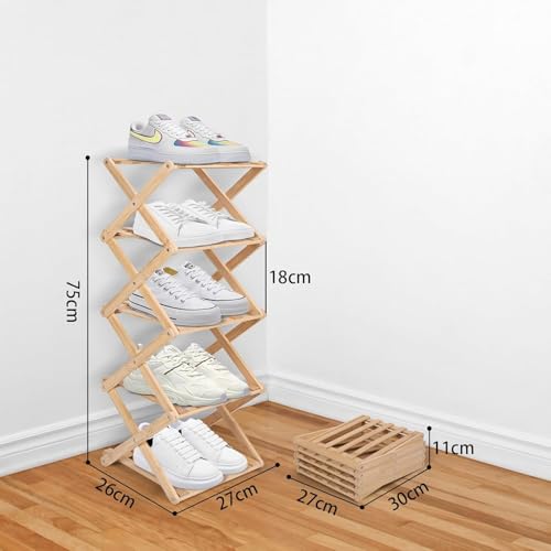 Vertical Shoe Rack Small, 5 Tier Portable Folding Shoe Storage Rack, Without Installation Free Standing Shoe Rack for Corridors, Bedrooms Living Room Corner and Small Spaces (5 Tier) - size: 5 Tier