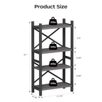 Desktop Bookshelf, 4-Tier Stackable Narrow Bookcase, Adjustable Industrial Desk Organizer & Hutch - Rustic Brown Wood Desktop Book Organizer for Living Room, Bedroom & Home Office - color: Grey