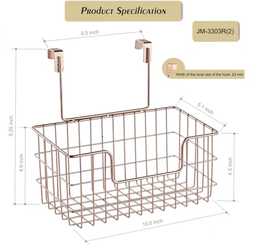 JUNCHU CHERRY Wire Hanging Storage Basket 2 Packs, Wall Mounted Kitchen Bathroom Storage Basket, Home Multi-Functional, no Punching, Bearing Strong, Suitable for Home, Office,Rose Gold - color: Rose Gold