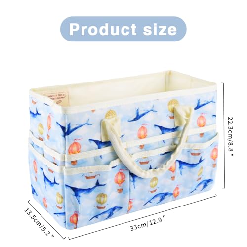 E-WEICHEN Craft Organizer Tote Bag Art Storage Caddy with Multiple Pockets Containers for Art,Craft,and Office Supplies Storage.Light Whale - color: Light Whale