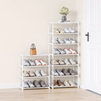 4-Tier Small Shoe Rack .Stackable Shoe Shelf Storage Organizer for Entryway Hallway Closet Bathroom Living Room (1-White) - color: White-1