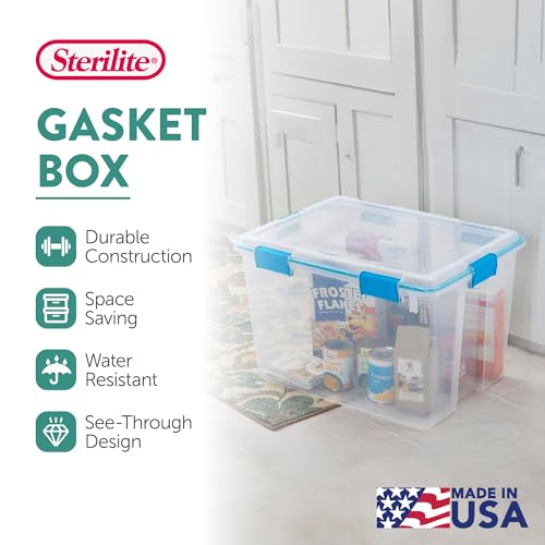 Sterilite 12-Pack Gasket Box, Weather-Resistant Storage Bins with Latching Lids, 80 Quart - Heavy-Duty Organizing Containers for Closet, Bathroom, and Office - size: 80 Quart, style: 12 Pack