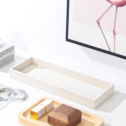 2Pcs Desk Drawer Storage Tray, Nightstand Organizer, Jewelry Display for Necklace, Bracelet, Ring, Earring, Grid Table Organizer Holder for Sunglass, Phone, Watch, Perfume (1 Grid)/Beige - color: Beige, size: 1 Grid