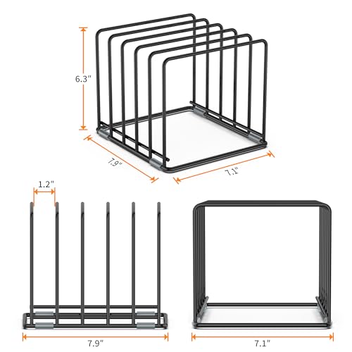 Cutting Board Organizer, [2-Pack] Kitchen Cabinet Organizer, Divided Rack with 5 Slots for Baking Trays, Cutting Boards - Cookie sheet Organizer Inside Cabinet, Baking Sheets Holder (Large) - style: 2PC(Large)