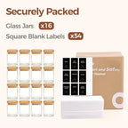 ComSaf Spice Jars with Label 4oz 16 Pack, Glass Spice Jars with Bamboo Lid, Mini Seasoning Containers with 54 Black Labels, Stackable for Kitchen, Pantry Organization, Loose Tea, Herbs, Powders, Salt - size: 4oz*16