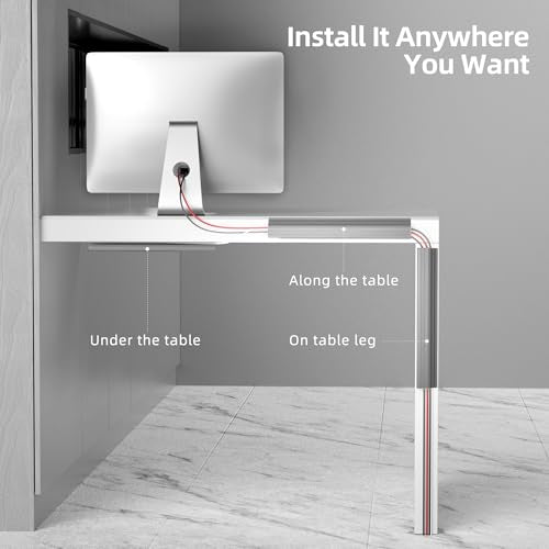 YECAYE 94.2 in Cable Management Under Desk,Easy Install Adhesive Mount Cord Hider,Cord Organizer,Wire Management,Wire Hider for Office Organization,Child & Pet Proof,Grey - color: Grey, size: 94in