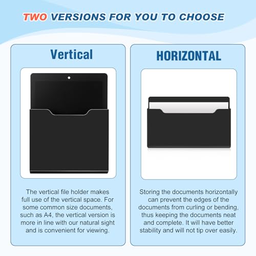 Fuutreo 6 Pcs Magnetic Wall File Organizer Magnetic Wall File Holder Refrigerator Magazine Holder for Mail Letters Paper(Black,Horizontal & Vertical) - color: Black, size: Horizontal & Vertical