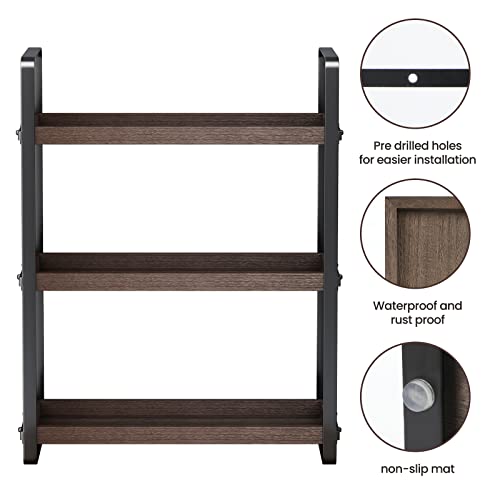 HNRLOY Bathroom Counter Organizer,Bathroom Countertop Organizer,Counter Shelf,Countertop Storage,Organization and Storage,Makeup Shelf,Sink Caddy(Brown 3 Tier) - color: Brown 3 Tier