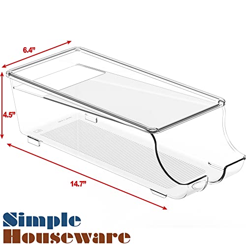 Simple Houseware 2-Pack Auto-Rolling Beverage Can Organizer for Fridge, Clear Front-Loading Soda Dispenser with Smooth Glide Design, Space-Saving Refrigerator Storage Bins - size: 2 Pack