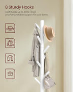 VASAGLE Coat Rack, Free Standing Coat Stand, Hall Coat Tree with 8 Hooks and Storage Shelf, 69.2 Inch Tall, for Coats, Hats, Bags, for Entryway, Hallway, Bedroom, Cloud White URCR033W01 - color: Cloud White, style: round tray