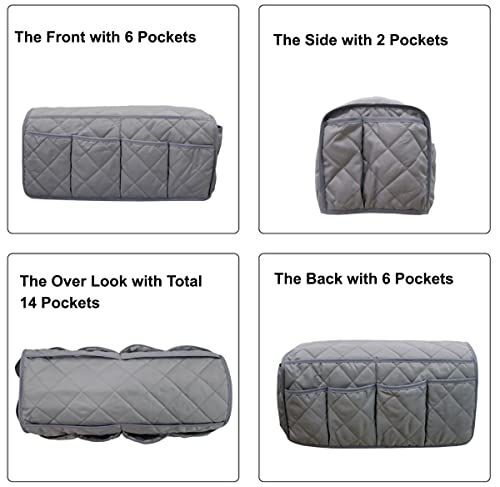 Sofa Armrest Organzier for Remote Control Holder with 14 Pockets for Recliner Organizer Armchair Caddy Organizer for Glasses Keys Phones ipads Storage, Gray - color: Gray
