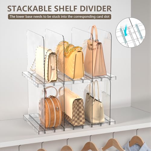 ANTOWIN 2 Pack Shelf Divider, Purse Organizers for Closet, Adjustable Handbag Separators, Storage Organizer in Bedroom, Office, Easy to Install and Clean - size: square-shaped