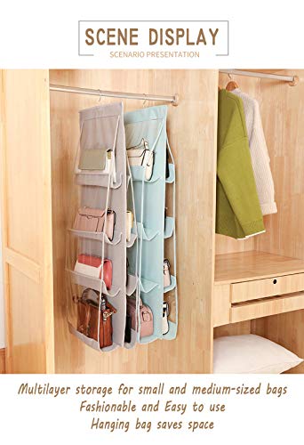AARAINBOW 1 Pack Hanging Handbag Purse Organizer, Handbag Organizer with 8 Easy Access Pockets, Purses Holder Wardrobe Closet Space Saving Organizers, 41 L x 13.5W (B-Blue) - color: B-blue
