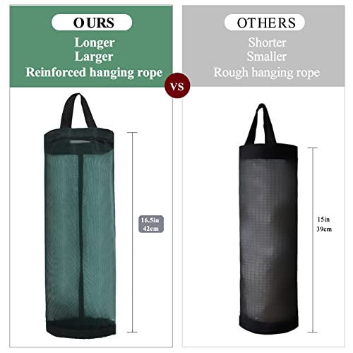 TOGETRUE Plastic Bag Holder, Mesh Grocery Bag Holder Hanging Storage Bag Dispenser (Dark Green 2 Packs) - color: Dark Green 2 Packs